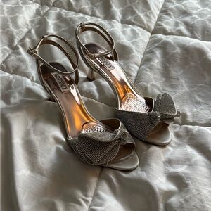 Badgley Mischka Silver Crystal Embellished Heels